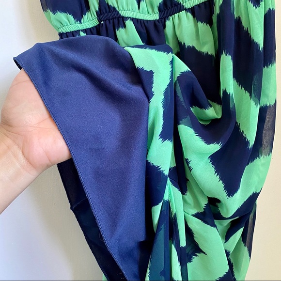 💙💚 Francesca’s Navy Blue/Teal Green Chevron Maxi - Picture 6 of 7